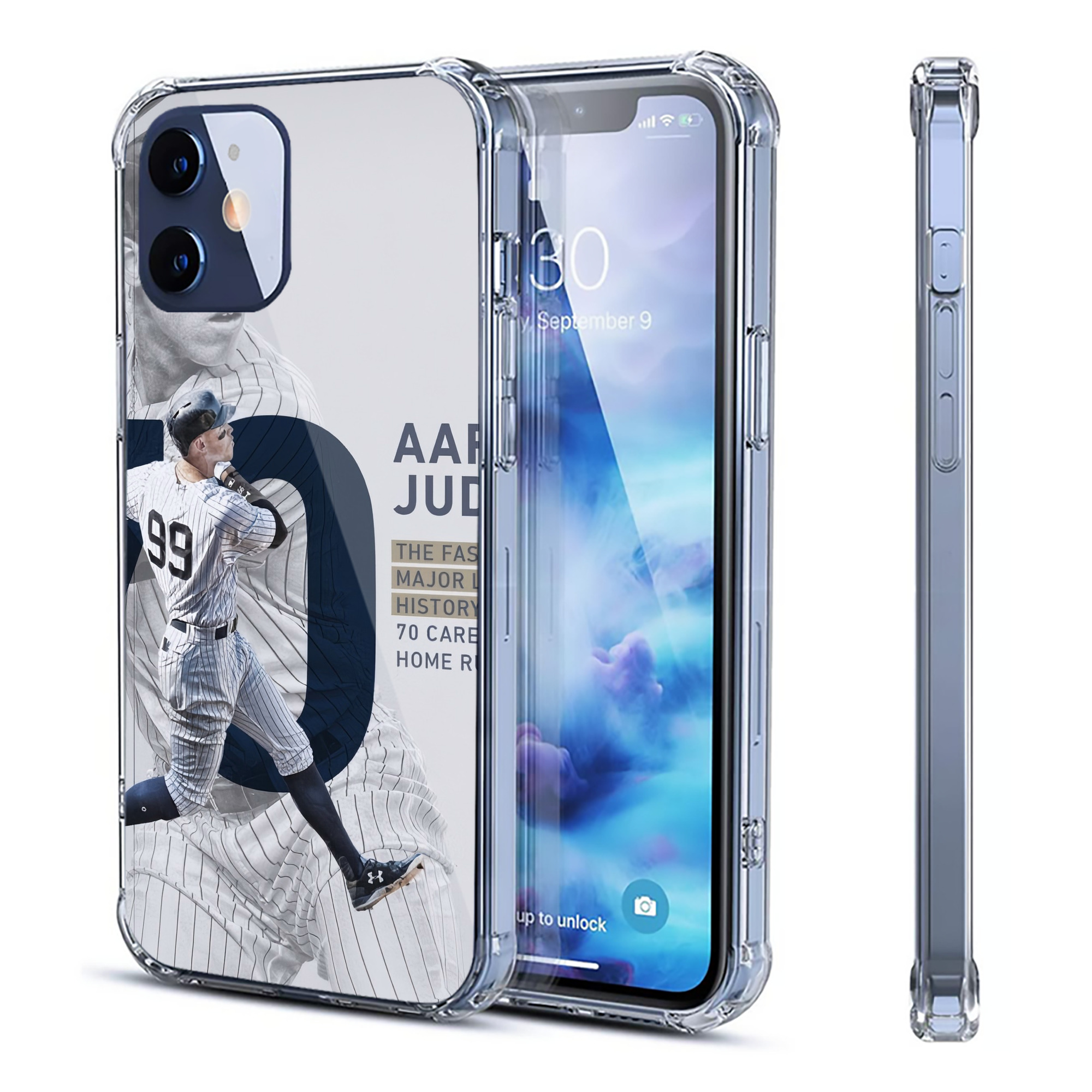 Aaron Judge 70 Home Runs Clear IPhone 12 Case – Soft TPU With UV Print – Enhanced Drop Protection, Precise Fit, Anti-Fingerprint, Customizable Design, Scratch-Resistant, Yellow-Resistant